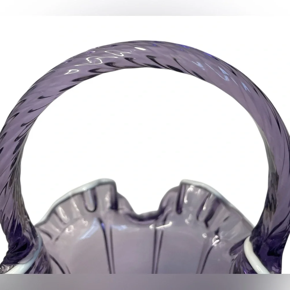 RARE! Authentic Large Fenton Amethyst Glass Ruffle Edge Basket